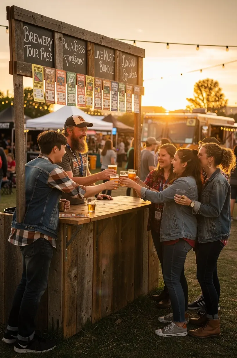 Интерактивный экран с выбором фестивальных мероприятий и возможностью покупки пакетов.